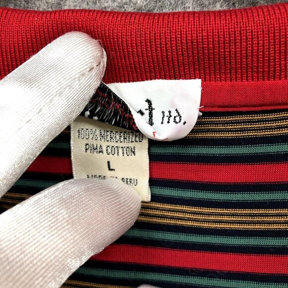Vintage Gilbert LTD Pima Cotton Polo Shirt Mens L Short Sleeve Multi Striped - Picture 7 of 10